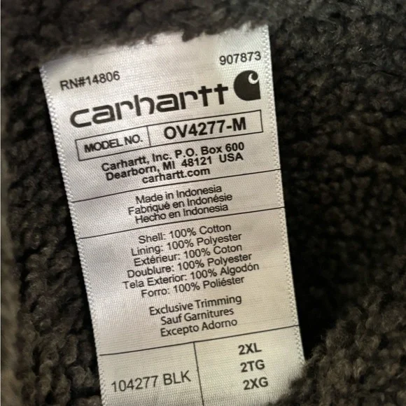 Carhartt Vest 2XL Black Sherpa Lined Workwear 104277 Embroidered Biomax Logo Men - Picture 6 of 7
